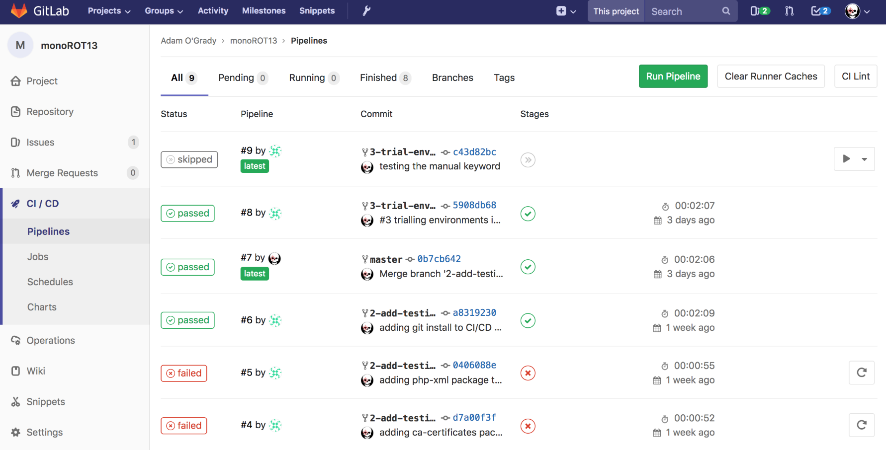 GitLab CI/CD Screenshot